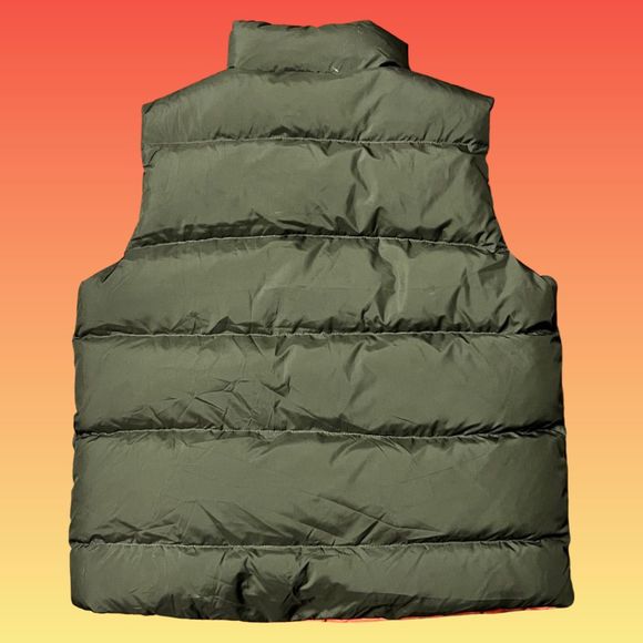 Polo Ralph Lauren Polo Reversible Down Puffer Vest Orange/Olive Green Size 18/20 - Picture 2 of 6